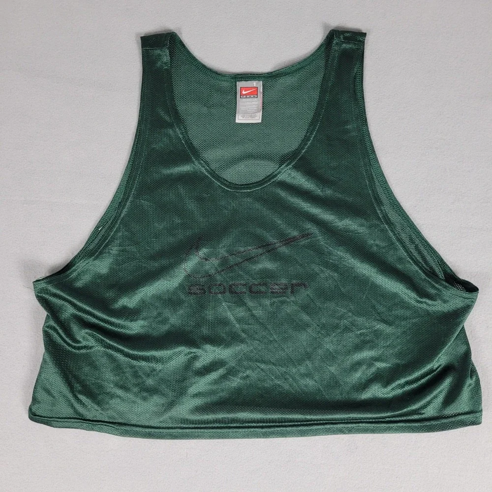 Vintage Nike Soccer Training Bib Mens OSFM Green Y2K Mesh Pinnie Polyester